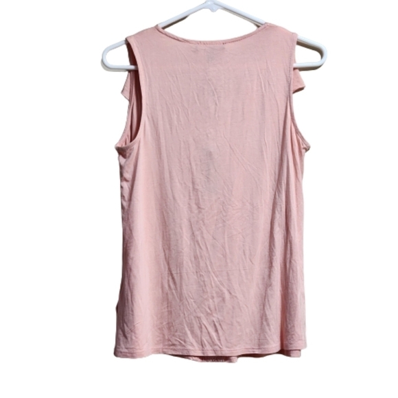 Cable & gauche sleeveless tank with lace and ruffle top color pink color… - Picture 2 of 4